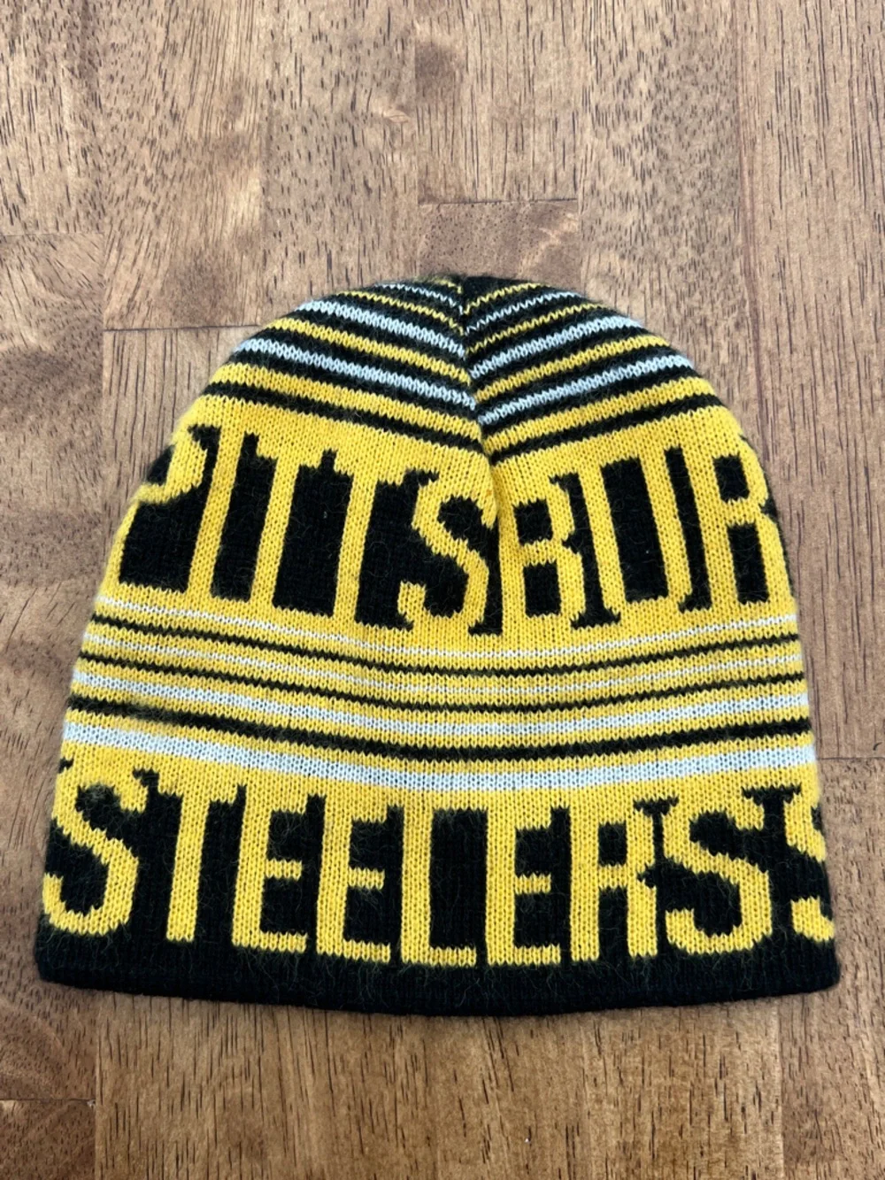 NFL Team Apparel Pittsburgh Steelers Kids Beanie Knit Hat Yellow‎ Black Stripe